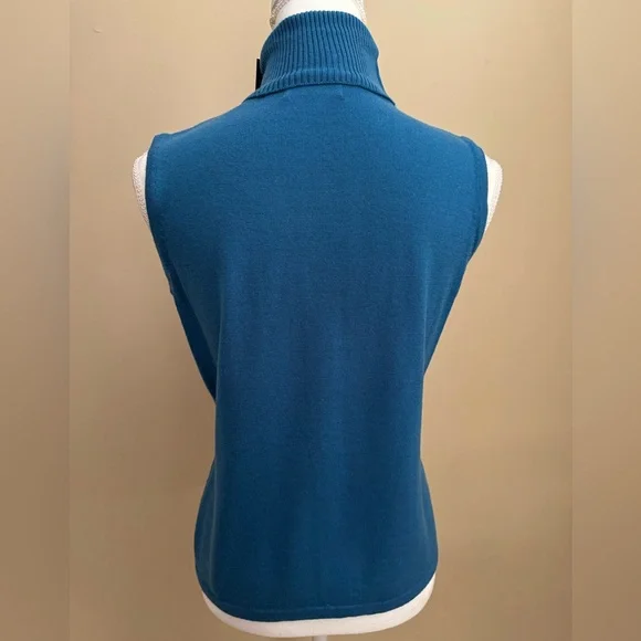 NWT Kate Hill Merino Wool Sleeveless Turtleneck - Picture 6 of 6